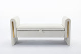 Velvet Fabric Storage Bench Bedroom Bench With Gold Metal Trim Strip