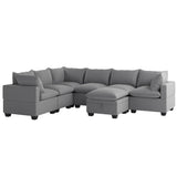 [VIDEO provided][New] 120*93" Modern U Shape Modular Sofa with Storage Ottoman,Luxury 7 Seat Sectional Couch Set with 2 Pillows Included,Freely Combinable Indoor Funiture for Living Room, Apartment