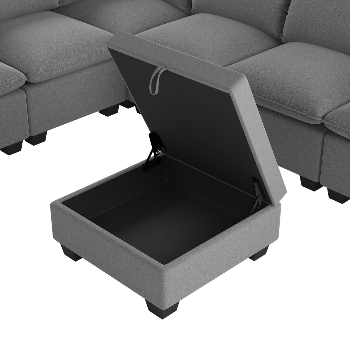 [VIDEO provided][New] 120*93" Modern U Shape Modular Sofa with Storage Ottoman,Luxury 7 Seat Sectional Couch Set with 2 Pillows Included,Freely Combinable Indoor Funiture for Living Room, Apartment