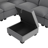[VIDEO provided][New] 120*93" Modern U Shape Modular Sofa with Storage Ottoman,Luxury 7 Seat Sectional Couch Set with 2 Pillows Included,Freely Combinable Indoor Funiture for Living Room, Apartment