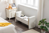 Velvet Fabric Storage Bench Bedroom Bench With Gold Metal Trim Strip