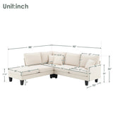[VIDEO provided][New]90*88" Terrycloth Modern Sectional Sofa,5-Seat Practical Couch Set with Chaise Lounge,L-Shape minimalist Indoor Furniture with 3 Pillows for Living Room,Apartment,Office, 3 Colors