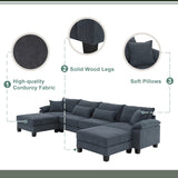 [New]Wide Seat Corduroy Modular Sectional Sofa Bed, Sleeper Couch Set with Armrest Pillow,6 Seat Free Combination Sofa with Ottomans, Oversized Indoor Furniture for Living Room, 2 Colors
