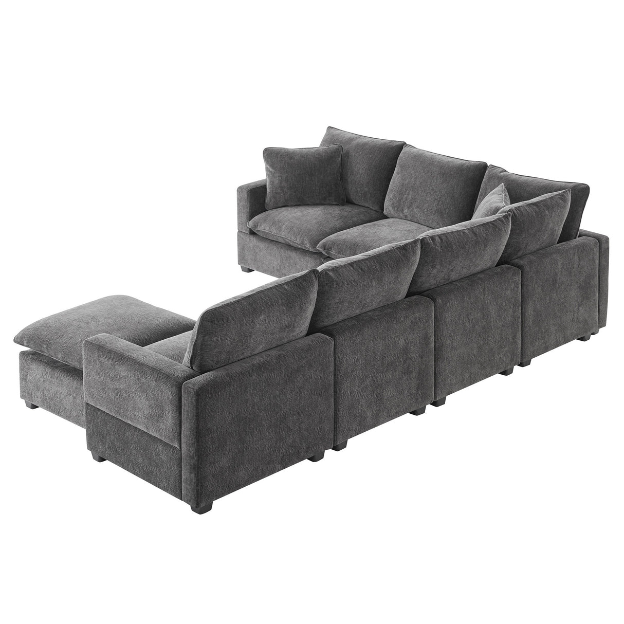 [VIDEO provided] [New] 110*84" Modern U Shape Modular Sofa, 7 Seat Chenille Sectional Couch Set with 2 Pillows Included, Freely Combinable Indoor Funiture for Living Room, Apartment, Office, 2 Colors