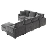 [VIDEO provided] [New] 110*84" Modern U Shape Modular Sofa, 7 Seat Chenille Sectional Couch Set with 2 Pillows Included, Freely Combinable Indoor Funiture for Living Room, Apartment, Office, 2 Colors