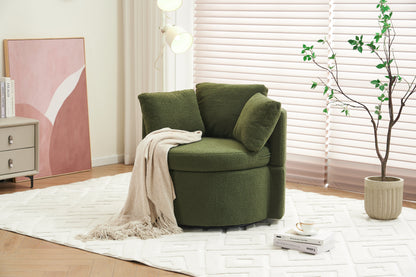 Teddy Fabric Swivel And Storage Chair With Back Cushion Green