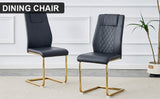 Modern dining chairs with faux leather padded seats, dining room chairs, gold metal leg upholstered chairs, suitable for kitchens, living rooms, bedrooms, and offices, set of 4 (black+PU leather)C-001