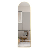 The third generation floor mounted full length rearview mirror. Aluminum alloy metal frame arched wall mirror, bathroom makeup mirror, clothing store, wall mounted. Gold 60 "*16.5"W115158172