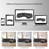 [VIDEO provided] [New] 110*84" Modern U Shape Modular Sofa, 7 Seat Chenille Sectional Couch Set with 2 Pillows Included, Freely Combinable Indoor Funiture for Living Room, Apartment, Office, 2 Colors