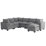 [VIDEO provided][New] 120*93" Modern U Shape Modular Sofa with Storage Ottoman,Luxury 7 Seat Sectional Couch Set with 2 Pillows Included,Freely Combinable Indoor Funiture for Living Room, Apartment