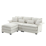 [VIDEO provided][New]95*66"Oversized Luxury Sectional Sofa with Bentwood Armrests,4 seat Upholstered Indoor Furniture with Double Cushions,L Shape Couch with Ottoman for Living Room,Apartment,3 Colors