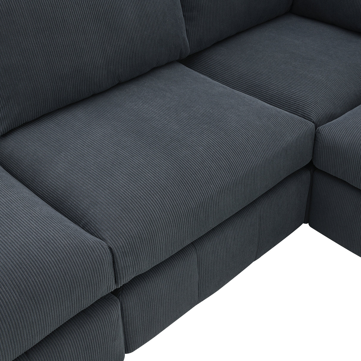 [VIDEO provided][New]93"Modern Sectional Sofa with Vertical Stripes,5-Seat Armless Couch Set with Convertible Ottomans,Various Combinations,L-Shape Indoor Furniture for Living Room,Apartment, 2 Colors