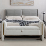 Velvet Fabric Storage Bench Bedroom Bench With Gold Metal Trim Strip