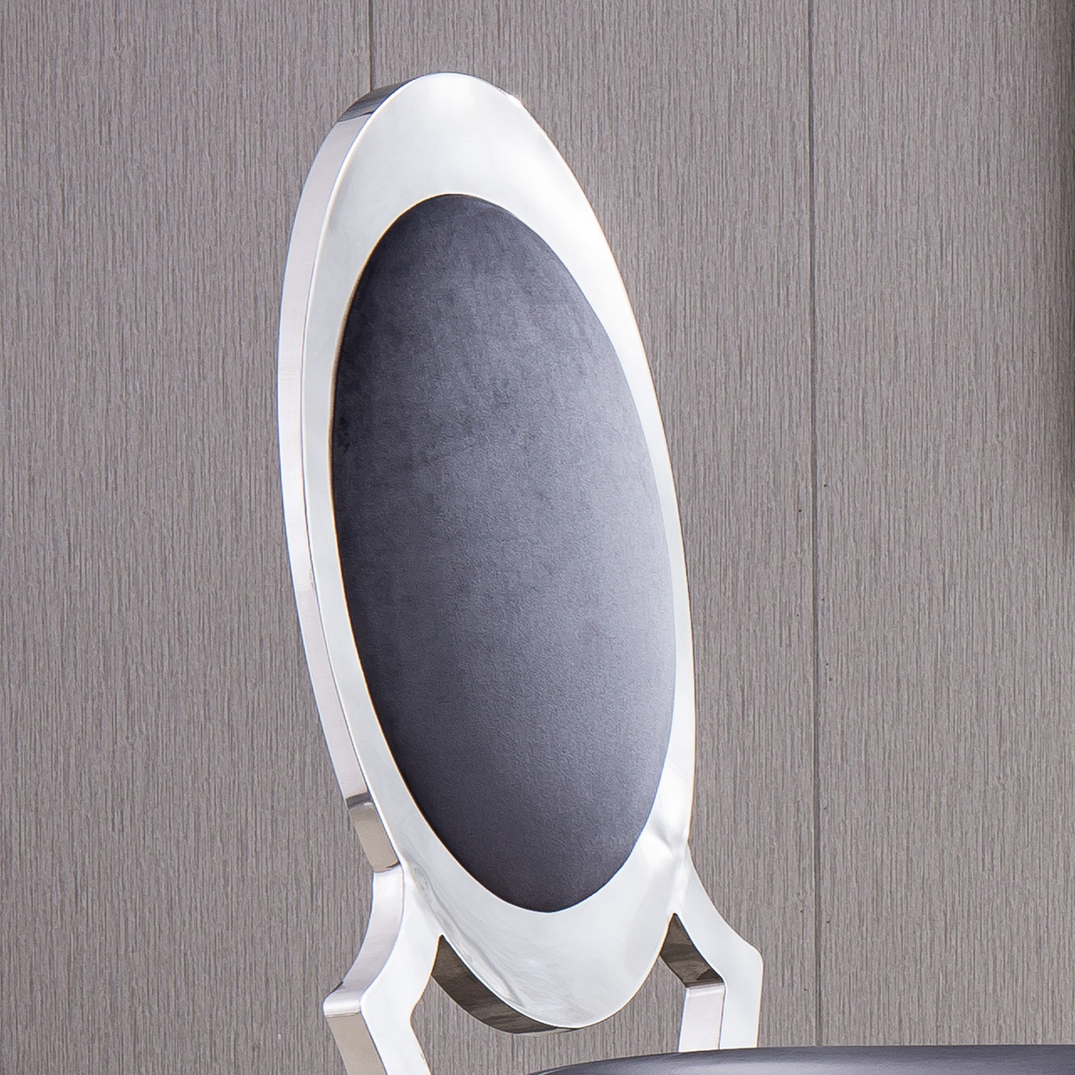 Velvet Dining Chair with Oval Backrest Set of 2, Stainless Steel Legs