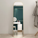 The third generation floor mounted full length rearview mirror. Aluminum alloy metal frame arched wall mirror, bathroom makeup mirror, clothing store, wall mounted. Gold 60 "*16.5"W115158172
