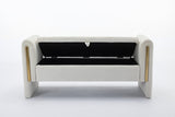 Velvet Fabric Storage Bench Bedroom Bench With Gold Metal Trim Strip
