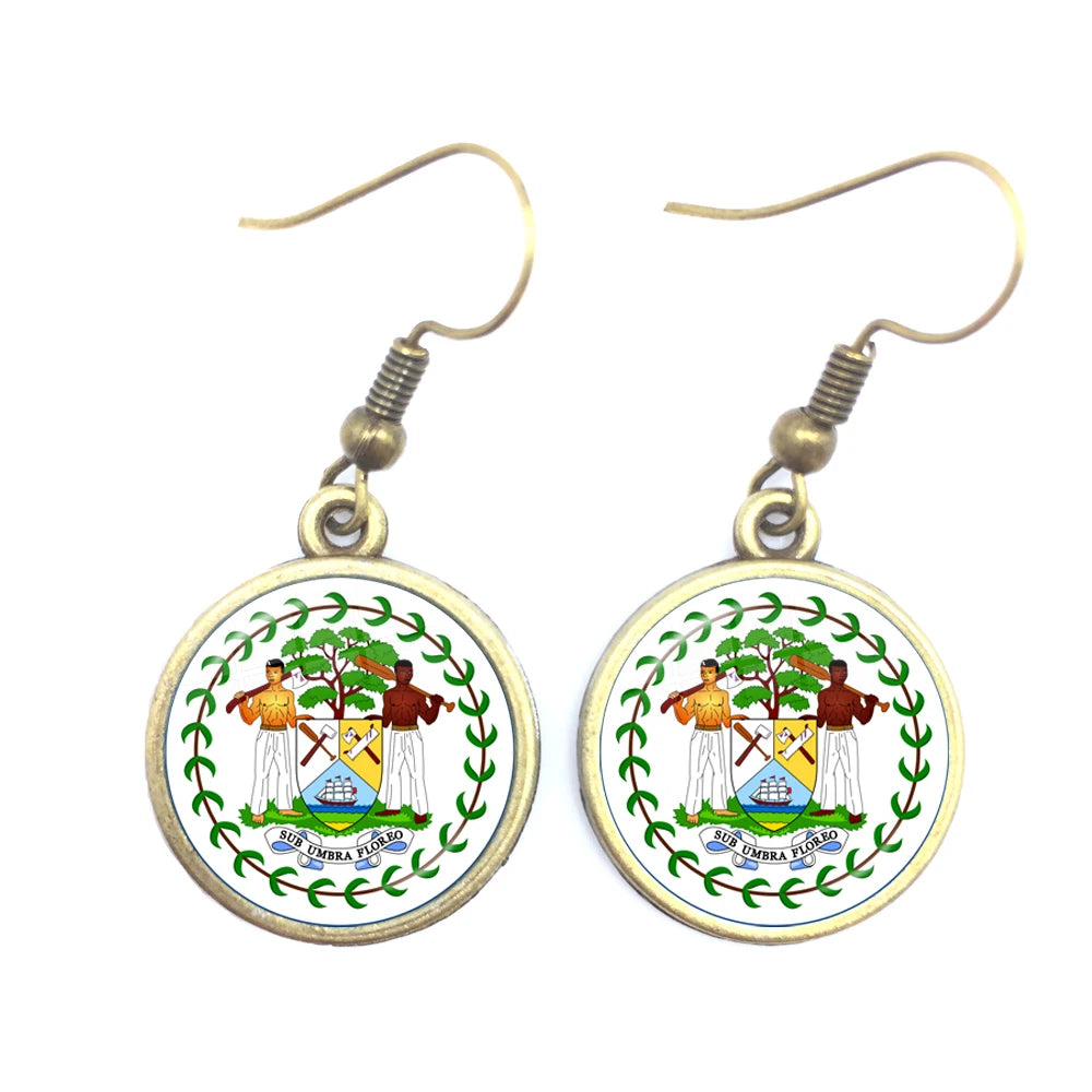 National Flag Drop Earrings Sardova,Nicaragua,Mauritius,Honduras,Haiti,Togo,Bhutan,Belarus,Belize Jewelry For Women Girls Gift