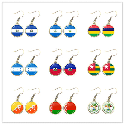 National Flag Drop Earrings Sardova,Nicaragua,Mauritius,Honduras,Haiti,Togo,Bhutan,Belarus,Belize Jewelry For Women Girls Gift