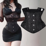 Women Hourglass Waist Cincher 4 Metal Buttons Corset 24 Steel Bones Trimmer Belt Tight Compression Belly Control Body Shaper