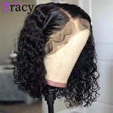 TRACY HAIR Water Wave Bob Wig 13x4 Lace Front Human Hair Wigs Short Bob Wig Pre-Plucked Human Hair wigs
