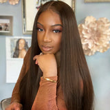 TRACY Chocolate Brown Lace Front Human Hair Wigs For Women 13x4 Lace Frontal Straight Wig #4 Brown Colored 4x4 Lace Closure Wig