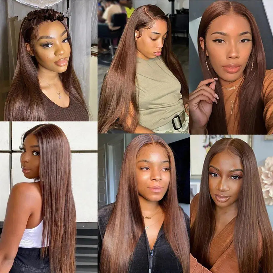 Tracy Hair Chocolate Brown Wear and Go Glueless Wig Human Hair Pre Cut Brown 4x4 HD Lace Front Wigs for Women Pre Plucked