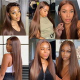 Tracy Hair Chocolate Brown Wear and Go Glueless Wig Human Hair Pre Cut Brown 4x4 HD Lace Front Wigs for Women Pre Plucked