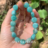Natural Amazonite Bracelet Blue Stone Irregular Jewelry Wholesale Design Handmade GEM Beads Healing Women Jewelry Gifts