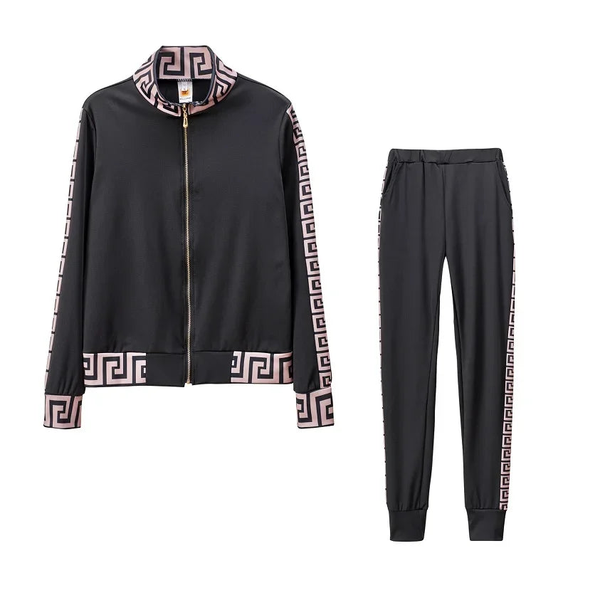 New Style Leisure Printing Stitching Two-piece Suit