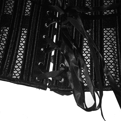 Women Corset Boned Waist Trainer Underbust Mesh breathness Steampunk Gothic Clothing Black Corsets Belt Waist Slimming Corselet