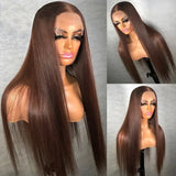 Tracy Hair Chocolate Brown Wear and Go Glueless Wig Human Hair Pre Cut Brown 4x4 HD Lace Front Wigs for Women Pre Plucked