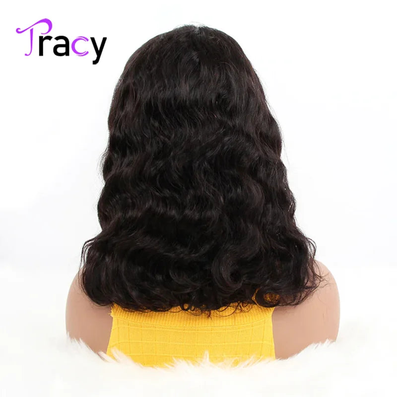 Tracy Hair Wear and Go Glueless Wigs Human Hair Pre Plucked Bob Wig, Pre Cut Body Wave Lace Front Wigs For Beginners No Glue