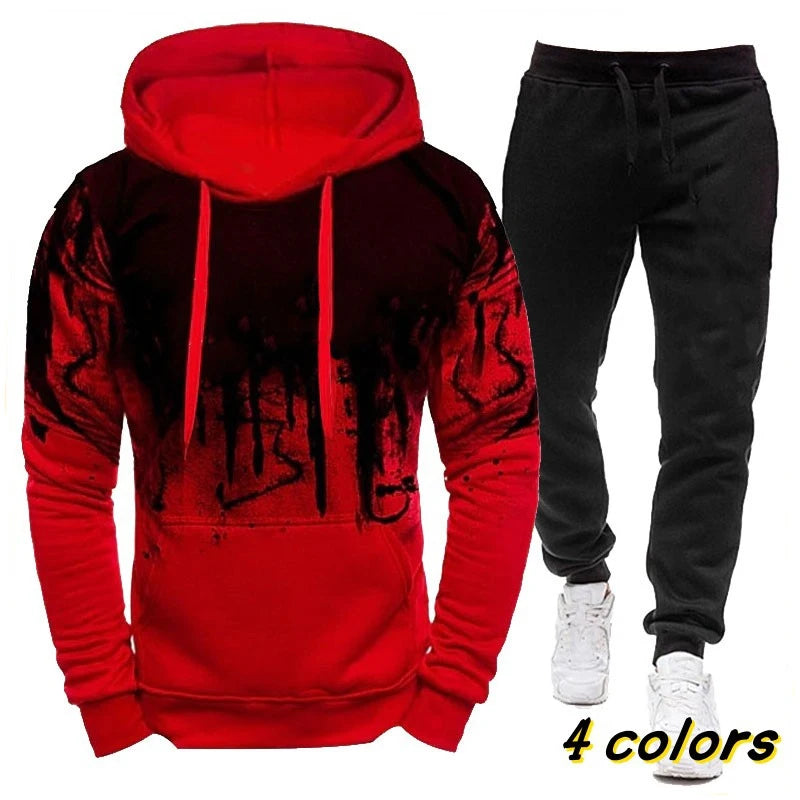 New Fashion Men's Cotton Camouflage Hoodies and Pants Sets Casual Hooded Tracksuits Outdoor Warm Sport Suits