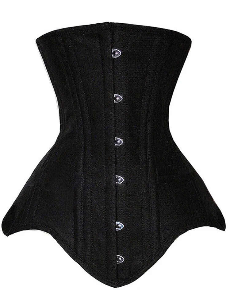 Women Cotton Double Steel Boned Waist Cincher With Crotch Wrap Court Corset Trimmer Belt Adjustable Tummy Tuck Girdle  Belly Con