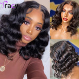 Wear and Go Lace Front Wig Human Hair 10 Inch Body Wave Bob Real Glueless Wigs Human Hair Pre Plucked for Women Pre Cut Lace Wig