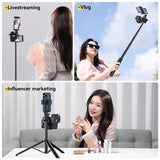 Ulanzi MT-70 Selfie Stick Tripod for phone photograph Livestreaming vlog with Remote Control 360° Rotation Portrait Landscape