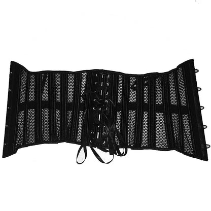 Women Corset Boned Waist Trainer Underbust Mesh breathness Steampunk Gothic Clothing Black Corsets Belt Waist Slimming Corselet