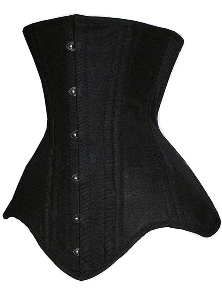 Women Cotton Double Steel Boned Waist Cincher With Crotch Wrap Court Corset Trimmer Belt Adjustable Tummy Tuck Girdle  Belly Con