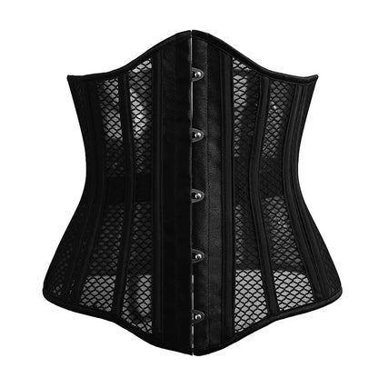 Women Corset Boned Waist Trainer Underbust Mesh breathness Steampunk Gothic Clothing Black Corsets Belt Waist Slimming Corselet