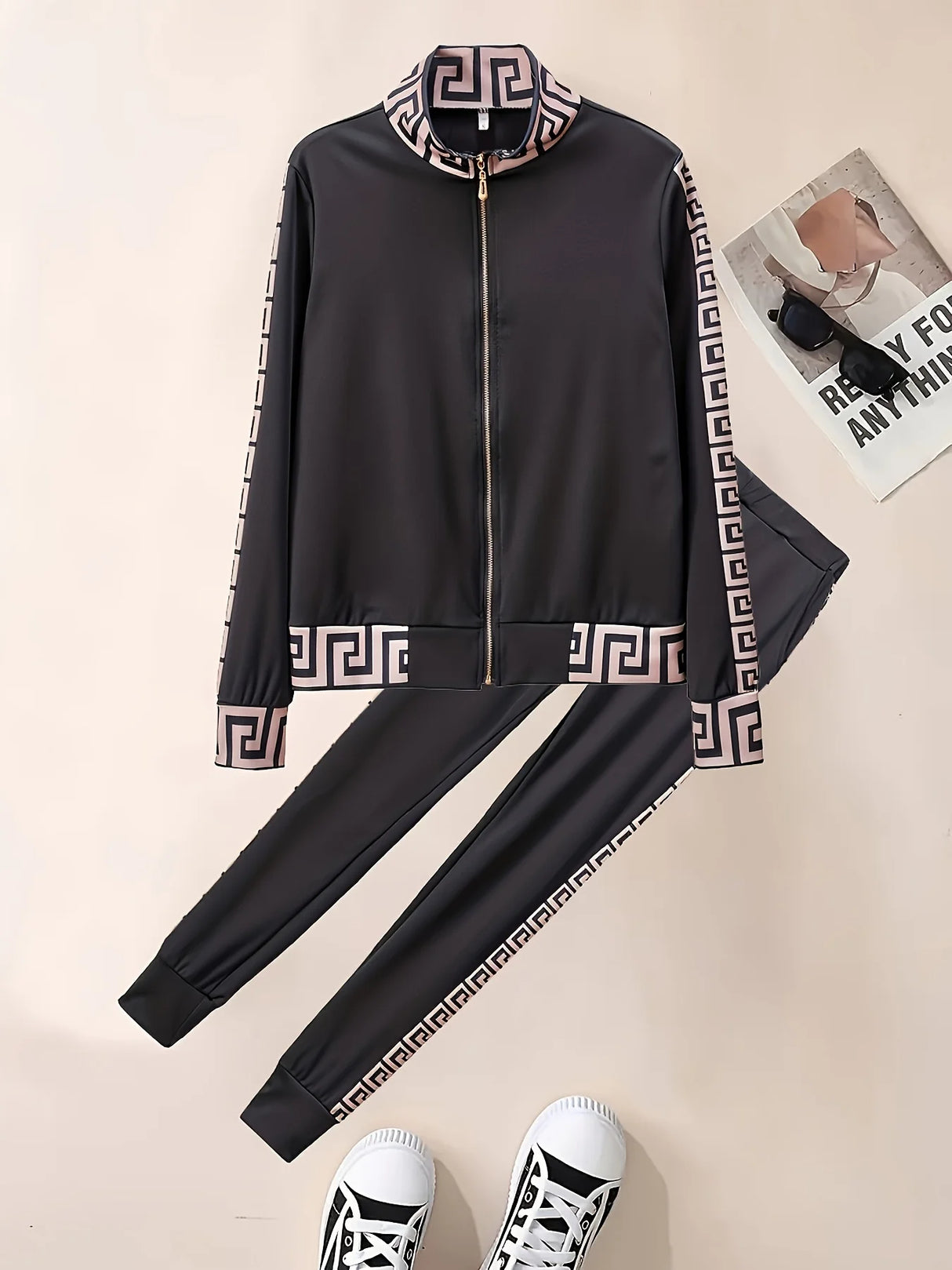 New Style Leisure Printing Stitching Two-piece Suit