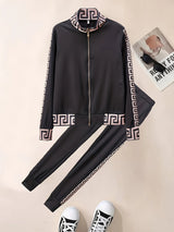 New Style Leisure Printing Stitching Two-piece Suit