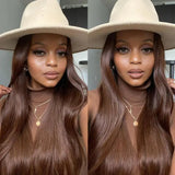 TRACY Chocolate Brown Lace Front Human Hair Wigs For Women 13x4 Lace Frontal Straight Wig #4 Brown Colored 4x4 Lace Closure Wig