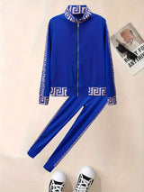 New Style Leisure Printing Stitching Two-piece Suit