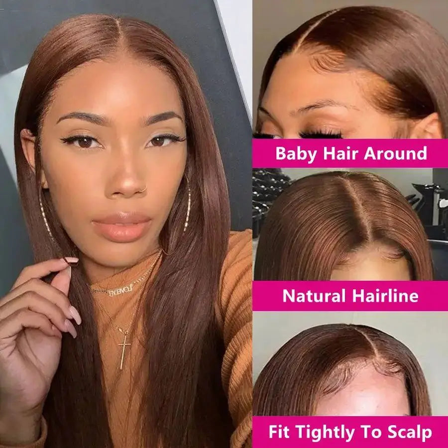 Tracy Hair Chocolate Brown Wear and Go Glueless Wig Human Hair Pre Cut Brown 4x4 HD Lace Front Wigs for Women Pre Plucked