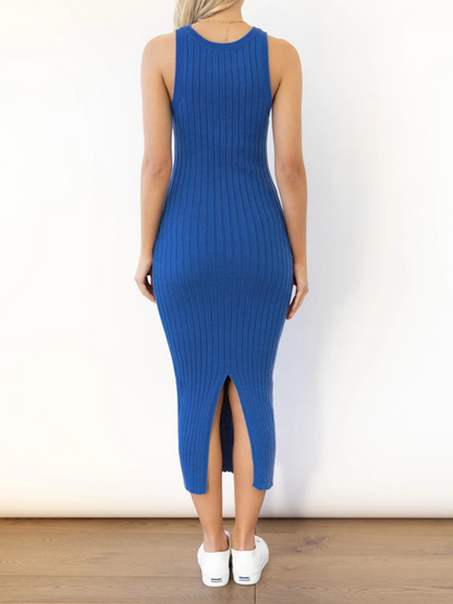 Stretchy Casual Midi Dress With Slit H4QDHW3WHN