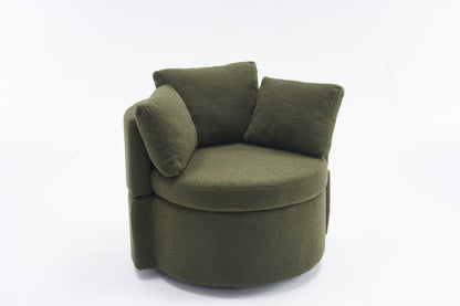 Teddy Fabric Swivel And Storage Chair With Back Cushion Green