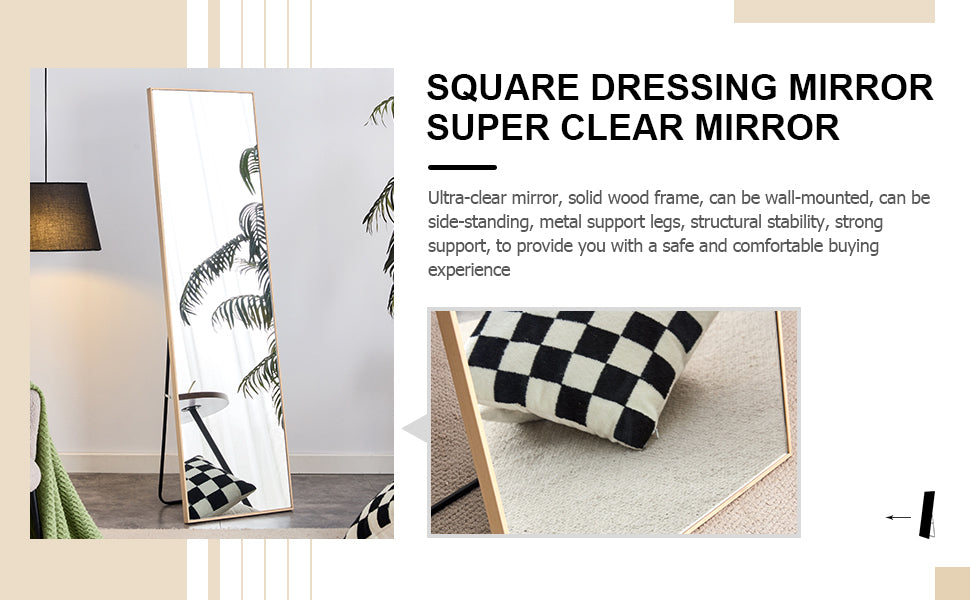 The3rd generation packaging upgrade includes a light oak solid wood frame full length mirror, dressing mirror, bedroom entrance, decorative mirror, clothing store, and floor mounted mirror. 60" *17.3"
