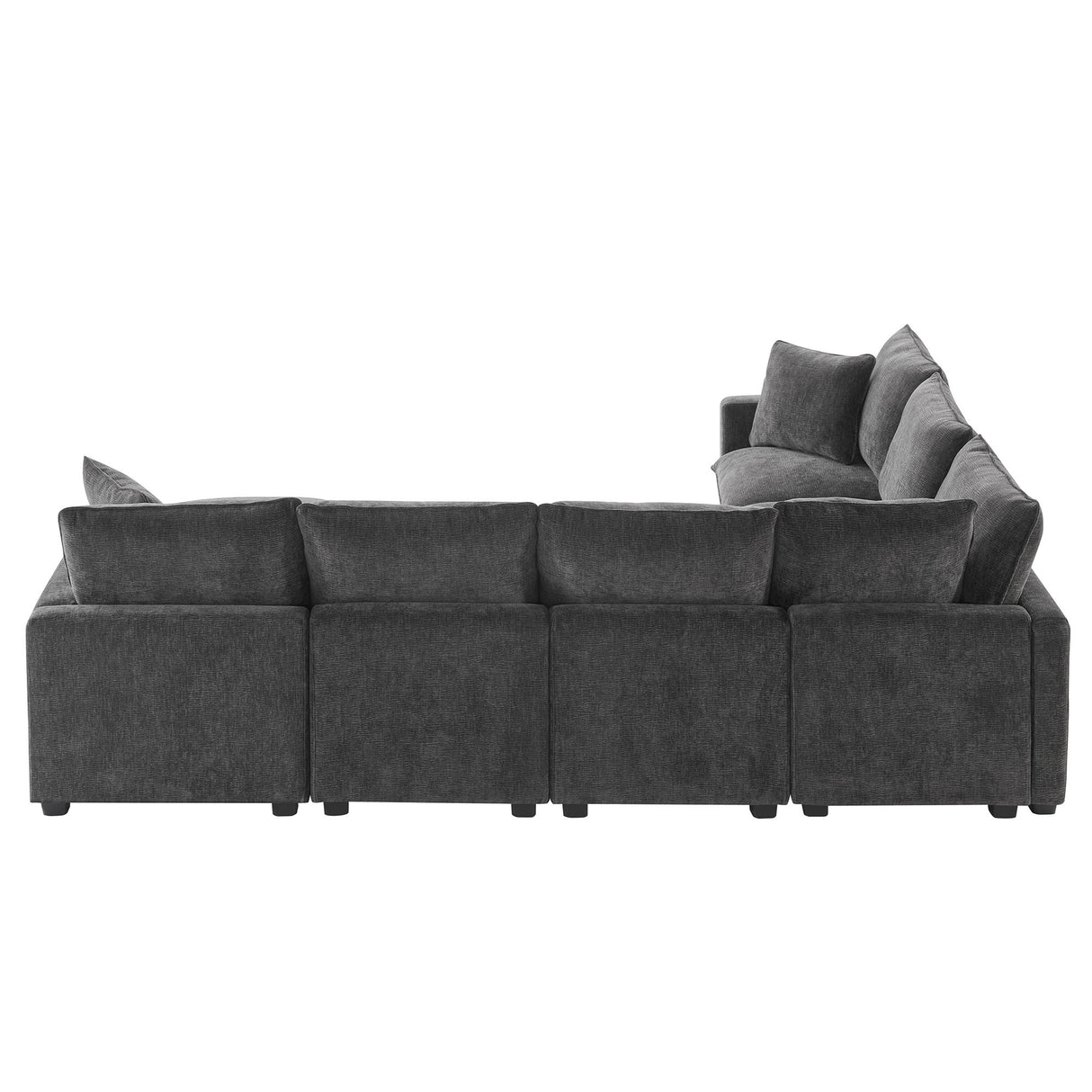 [VIDEO provided] [New] 110*84" Modern U Shape Modular Sofa, 7 Seat Chenille Sectional Couch Set with 2 Pillows Included, Freely Combinable Indoor Funiture for Living Room, Apartment, Office, 2 Colors