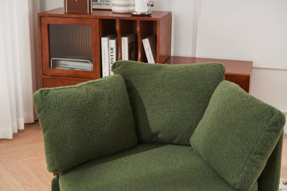 Teddy Fabric Swivel And Storage Chair With Back Cushion Green