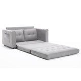 {VIDEO Provided}3-in-1 Upholstered Futon Sofa Convertible Sofa bed,Foldable Tufted Loveseat with Pull Out Sleeper Couch Bed,Folding Mattres Love Seat Daybed W/Side Pockets and Cup Holder, Light Gray